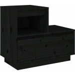 TABLE DE CHEVET NOIR 60X34X51 CM BOIS DE PIN SOLIDE