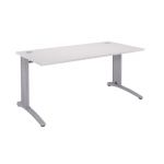 BUREAU DROIT BIOSPACE 2 - L. 120 X P. 80 CM - PLATEAU BLANC - PIEDS L ALUMINIUM - EMBASE 'BLANCHE'