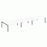 PÔLE 6 BUREAUX DROITS ARKO L 540 X P 168 CM PLATEAUX BLANC PIÈTEMENT MÉTAL ARCHE ANTHRACITE