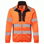 PORTWEST DX477 SWEAT ZIPPÉ À COL CHEMINÉE DX4 HI-VIS ORANGE/NOIR - TAILLE XL