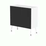 RANGEMENT BAS TENI LARG.100 CM 2 PORTES BLANC/NOIR - MBA