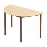 TABLE MODULAIRE DOMINO 1/2 ROND - L. 120 X P. 60 CM - PLATEAU ERABLE - PIEDS BRUN