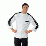 VESTE CHEF CUISINIER MANHATTAN BLANC ET NOIR 100% COTON