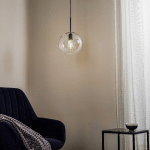 EULUNA SUSPENSION SPHERE L AVEC ABAT-JOUR EN VERRE
