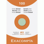 FICHE BRISTOL 148 X 210 MM QUADRILLÉE 5 X 5 COULEURS ASSORTIES NON PERFORÉE EXACOMPTA - BOÎTE DE 100