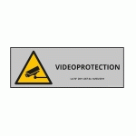 PANNEAU D'INFORMATION - VIDÉO-PROTECTION  - 210 X 75 MM - VINYLE SOUPLE AUTOCOLLANT - GRIS - LOT DE 3