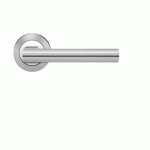 POIGNÉES DE PORTE SUR ROSACES RONDES SÉRIE R 220 CHICAGO - CHROMÉ SATINÉ - BEC DE CANE KARCHER DESIGN