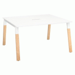 TABLE DE RÉUNION MODULABLE ECLA BLANC L 140 X P 126 PIÈTEMENT MÉTAL ET BOIS
