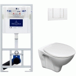 VILLEROY&BOCH - PACK WC BÂTI-SUPPORT VICONNECT + WC CERSANIT S-LINE PRO + ABATTANT + PLAQUE BLANCHE (VICONNECTS-LINEPRO-2)