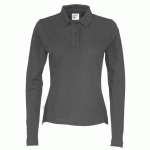 COTTOVER POLO PIQUE MANCHES LONGUES FEMME - CERTIFIÉ GOTS ANTHRACITE - TAILLE XXL