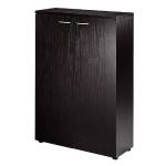 MEUBLE MI-HAUT PORTES BATTANTES  - L.80 X 35 X H. 120 CM - FINITION FRÊNE NOIR