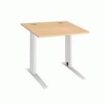 BUREAU DROIT EXCELLENS L 80 CM HÊTRE RÉGLABLE EN HAUTEUR PIÉTEMENT MÉTAL BLANC