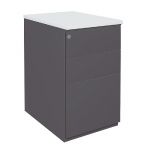 CAISSON HAUTEUR BUREAU MÉTAL NF ENVIRONNEMENT ANTHRACITE TOP GRIS, H.72 X L. 42 X P. 60 CM