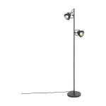 QAZQA EMADO - LAMPADAIRE - 2 LUMIÈRE - H 153 CM - NOIR - RUSTIQUE - ÉCLAIRAGE INTÉRIEUR - SALON I CHAMBRE - NOIR