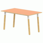 TABLE 4 PIEDS MÉTAL/BOIS 200X80 T3 STRAT ABS ORANGE/ALU