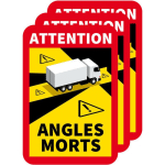 SIGNALETIQUE.BIZ FRANCE - AUTOCOLLANTS ATTENTION ANGLES MORTS POIDS LOURDS (M0374). AUTOCOLLANT ANGLE MORT CAMION OFFICIEL. STICKERS 17 CM X 25 CM