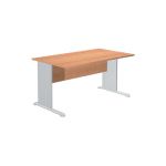 BUREAU DROIT PRONTO - L.140 X P.80 CM - PLATEAU AULNE - PIEDS L ALUMINIUM