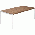 BUREAU X9 221X101X75 PLATEAU NOYER AMÉRICAIN PIED BLANC - QUADRIFOGLIO