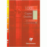 LOT DE 10 - COPIES DOUBLES VERT SOUS ÉTUI A4 100 PAGES PERFORÉES GRANDS CARREAUX