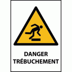 LOT DE 2 - PANNEAU DANGER - DANGER TRÉBUCHEMENT - W007 - ISO EN 7010 VINYLE SOUPLE AUTOCOLLANT A4