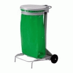 SUPPORT DE SACS POUBELLES ROULANT 110 LITRES ROSSIGNOL À PÉDALE GRIS