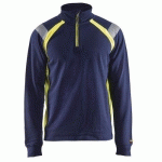 SWEAT COL CAMIONNEUR MARINE/JAUNE FLUORESCENT TAILLE XS - BLAKLADER