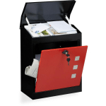 BOÎTE AUX LETTRES MURALE GRANDE XL POUR PAQUET AVEC CLAPET SÉCURITÉ AVEC CLÉS HXLXP: 53 X 43,5 X 26 CM, NOIR-ROUGE - RELAXDAYS