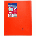 LOT DE 10 - CAHIER PIQUÉ KOVERBOOK 24X32CM 48 PAGES PETITS CARREAUX + MARGE COUVERTURE POLYPROPYLÈNE TRANSPARENT - ROUGE