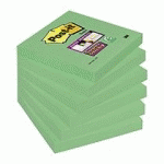 NOTES COULEUR SUPER STICKY POST-IT 76 X 76 MM - BLOC DE 90 FEUILLES - VERT MENTHE - LOT DE 6