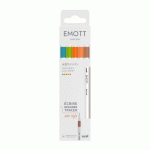 STYLO FEUTRE UNI BALL EMOTT NATURAL COLORS ÉCRITURE FINE - POCHETTE DE 5 COULEURS ASSORTIES