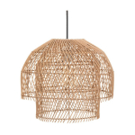 SUSPENSION LUMINAIRE EN MÉTAL NOIR ET ROTIN COLORIS NATUREL - DIAMÈTRE 38 X HAUTEUR 30 CM PEGANE