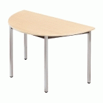 TABLE MODULAIRE DOMINO 1/2 ROND - L. 120 X P. 60 CM - PLATEAU ERABLE - PIEDS GRIS
