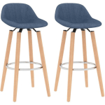 TABOURETS DE BAR LOT DE 2,BLEU TISSU,CHARGE MAX 110 KG