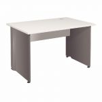 BUREAU DROIT ACTIVITY - L. 120 X P. 80 CM - PLATEAU BLANC - PIEDS PLEINS 'ANTHRACITE'