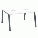 PÔLE DE 2 BUREAUX DROITS BLANC L 140 X P 60 CM, PIÉTEMENT MÉTAL ANTHRACITE - ARCH