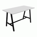 TABLE HAUTE SYNERGY L 180 X P 90 X H 107 CM PIED MÉTAL NOIR PLATEAU BLANC