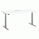 BUREAU DROIT ASSIS-DEBOUT À RÉGLAGE ÉLECTRIQUE 160 X 80 CM BLANC ERGOMAXX PIEDS ALUMINIUM
