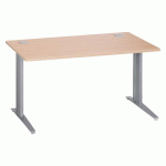 BUREAU DROIT L 140 CM PIÈTEMENT EXCELLENS MÉTAL PLUS CHÊNE CLAIR / ALUMINIUM