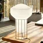 FABBIAN LAMPE À POSER DESIGN AÉROSTAT, PIED LAITON, 33CM