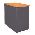 CAISSON HAUTEUR BUREAU MÉTAL NF ENVIRONNEMENT ANTHRACITE TOP CHÊNE, H.72 X L. 42 X P. 80 CM