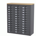 COMPTOIR 3 COLONNES 36 TIROIRS H 106,5 CM PAPERFLOW ANTHRACITE