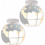 PLAFONNIER INDUSTRIELLE CAGE MÉTAL SUSPENSION LUSTRE SUSPENSION E27 40W BLANC 2PCS