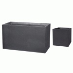 LOT MURET 116 L ET BAC A FLEUR CARRÉ 31 LITRES - VOLCANIA - GRIS ANTHRACITE EDA PLASTIQUES