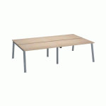 PÔLE DE 4 BUREAUX ECLA CHÊNE CLAIR L 140 X P 80 CM PIÈTEMENT MÉTAL ALUMINIUM