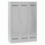 VESTIAIRE 3 COLONNES COLOR MONOBLOC INDUSTRIE SALISSANTE GRIS