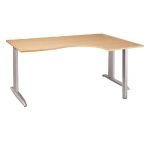 BUREAU COMPACT RETOUR À DROITE ACTUAL - L. 180 X P. 120 CM - PLATEAU ALUMINIUM - PIEDS L ALUMINIUM