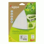 LOT DE 5 - ETIQUETTE ADRESSE JET D'ENCRE ET LASER RECYCLÉE 18,3 X 12 MM AGIPA 101242 BLANCHE - BOÎTE DE 1568