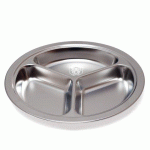 LOT DE 12 - ASSIETTE EN INOX Ø 20 CM 3 COMPARTIMENTS