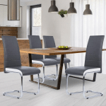 IDMARKET - LOT DE 4 CHAISES MIA GRISES LISERÉ BLANC POUR SALLE À MANGER - GRIS