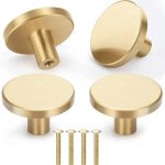 PETITES ECREVISSES - 4X POIGNÉES MEUBLE RONDE 33MM BOUTONS ARMOIRE EN LAITON BROSSÉ POIGNÉES POUR PORTE PLACARDS TIROIR DORÉ